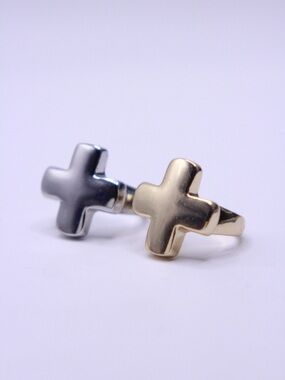 Free People Cross Signet Rings in Gold and Silver-Tone size 8